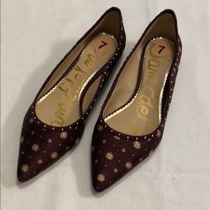 Sam Edelman burgundy embellished flats with studs